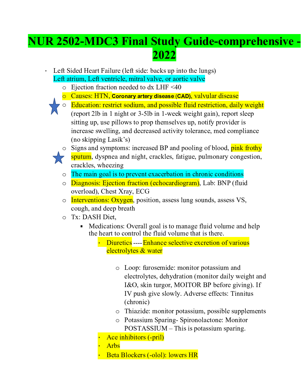 Preview image of NUR 2502-MDC3 Final Study Guide-comprehensive -2022 document